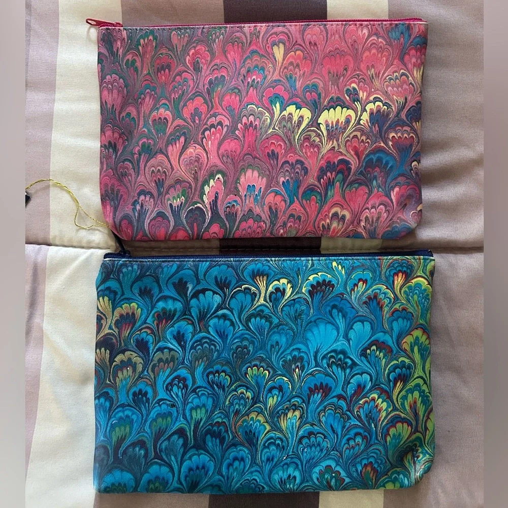 NWT Set of 2 Genuine Leather Pouches - made it Italy - NIQUEA.D